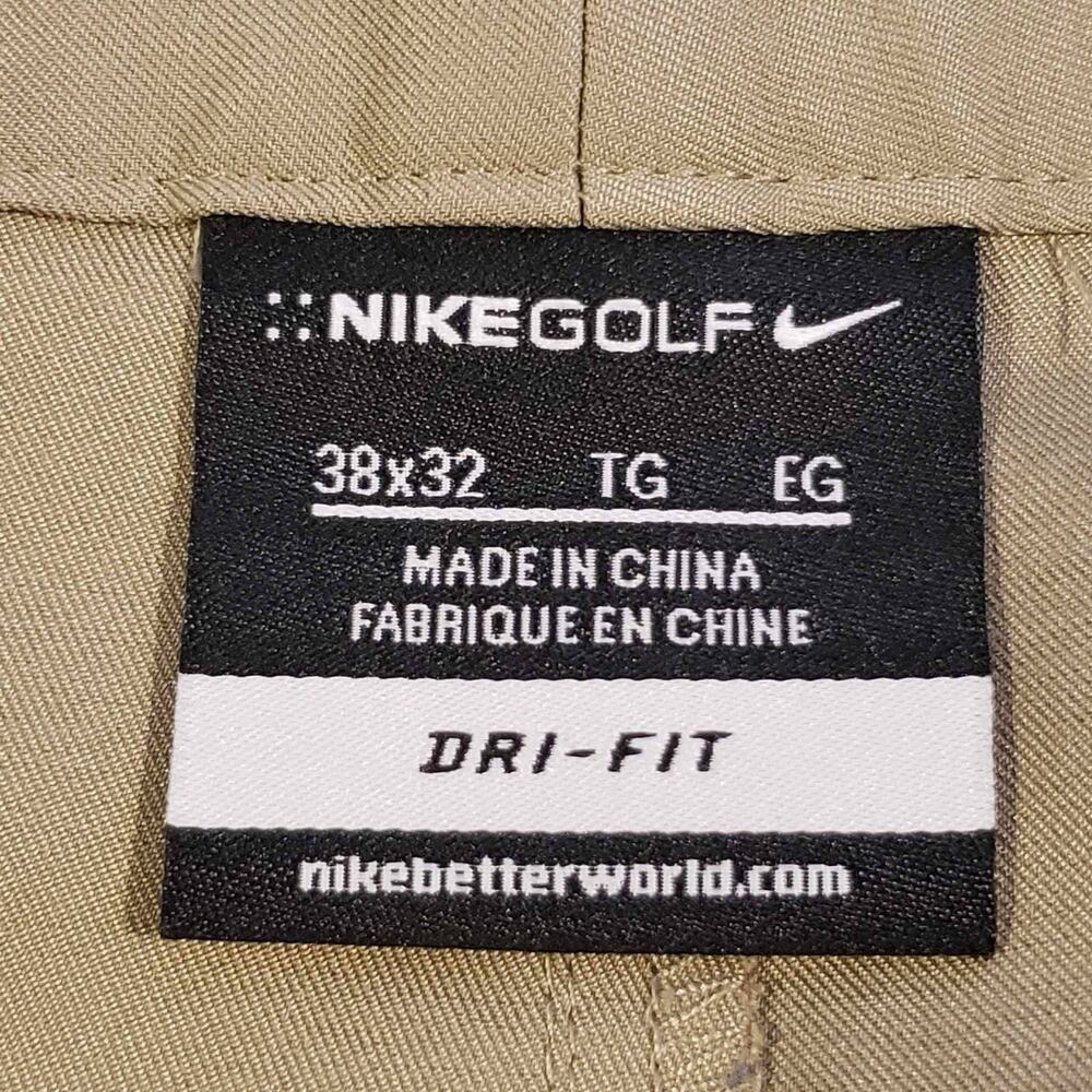 Nike Golf Pants 38x32 Khaki Tan Flat Front Chino Straight Performance 38 - Picture 3 of 7